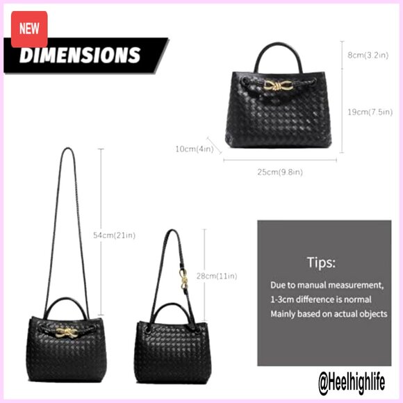 Vegan Leather Woven Tote Hobo Shoulder Crossbody Bag Chic Retro Elegant - Picture 6 of 6